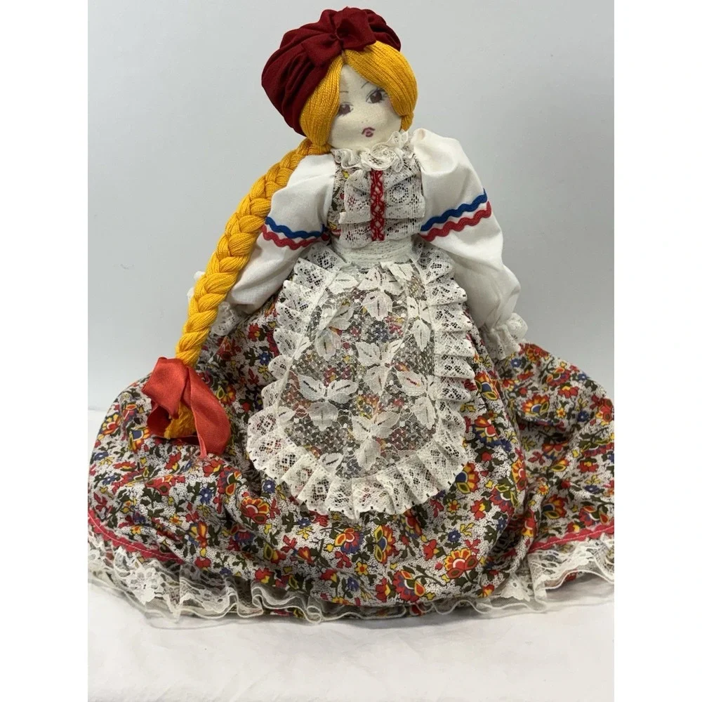 Vtg Russian Tea Doll Cozy Cover Folk Art Grandma Core Kitschy Handmade Insulated